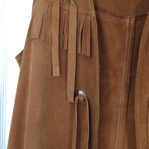 Vintage Leather Vest With Fringe Brown Bohemian Western Romantic 70s - Picture 6 of 9